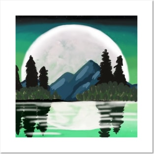 Green moonlight Posters and Art